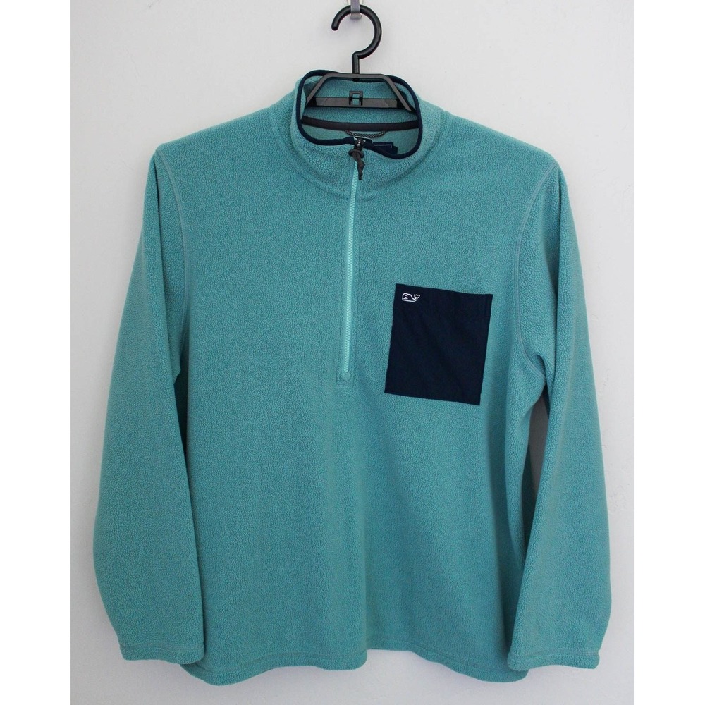 Vineyard Vines Pullover Mens XL Green 1/2 Fleece Pullover Mock Neck Whale Logo